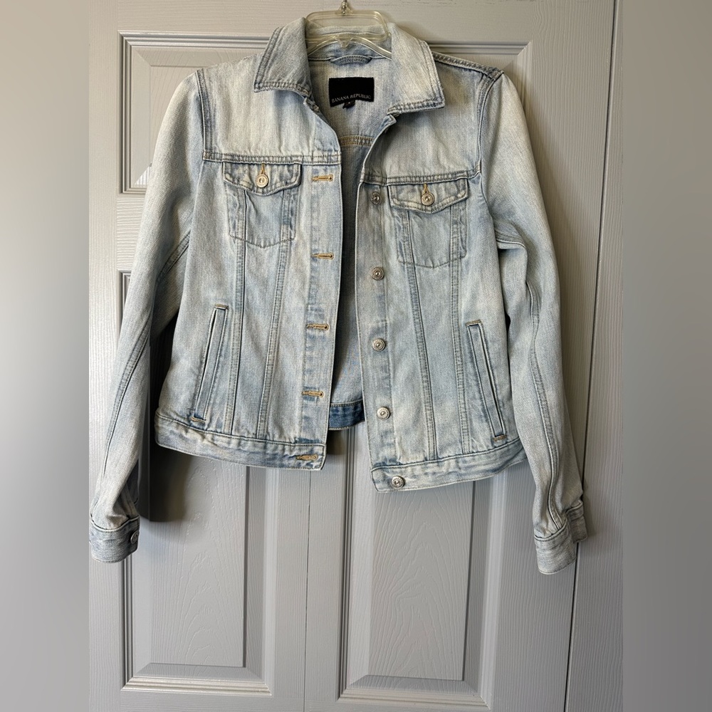 Womens Misses Banana Republic Denim Jean Trucker Jacket Sz Small